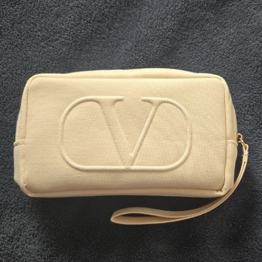 Valentino Cream Wristlet Pouch